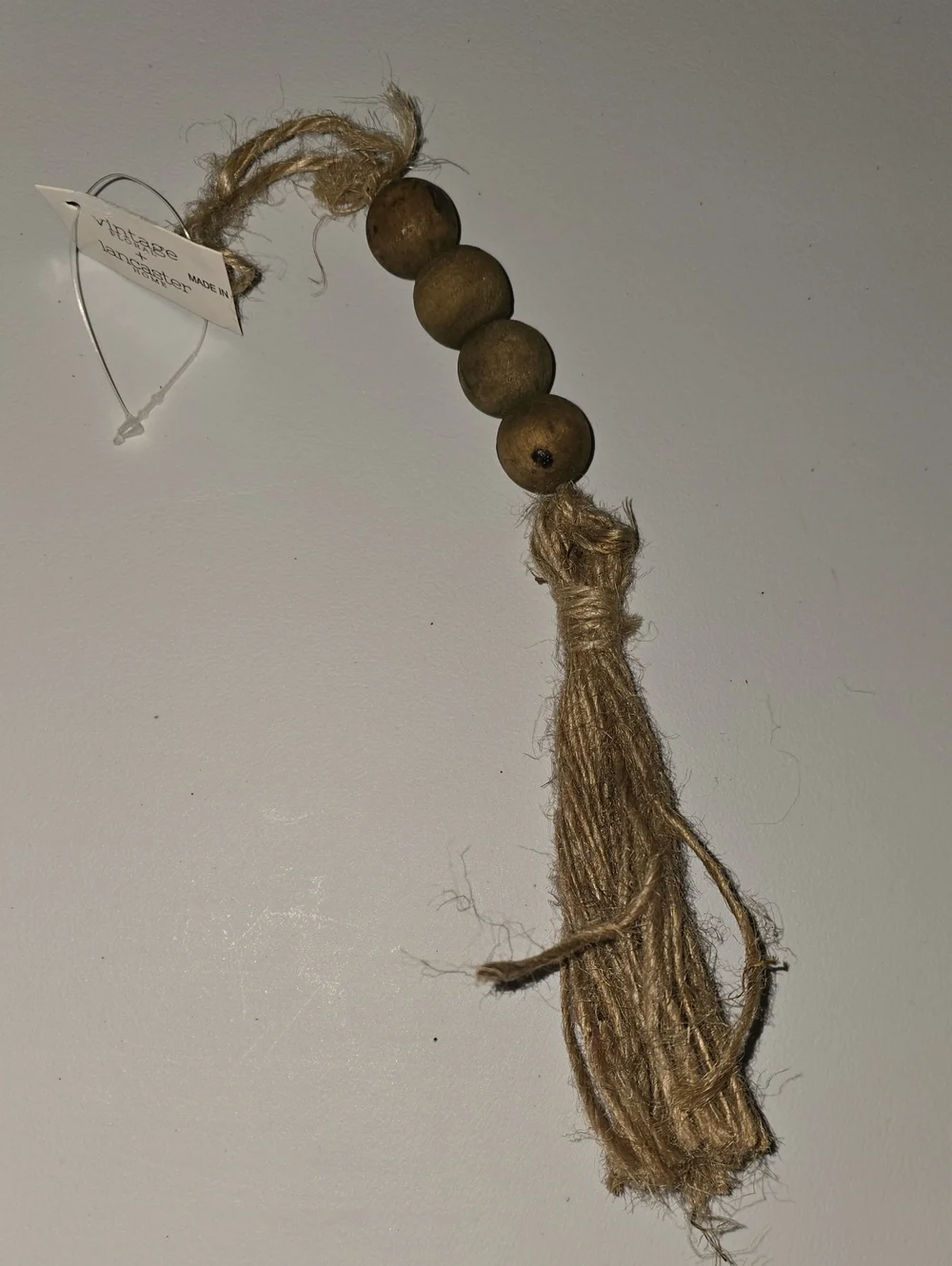 Natural Brown Wood Bead With Jute Tassel